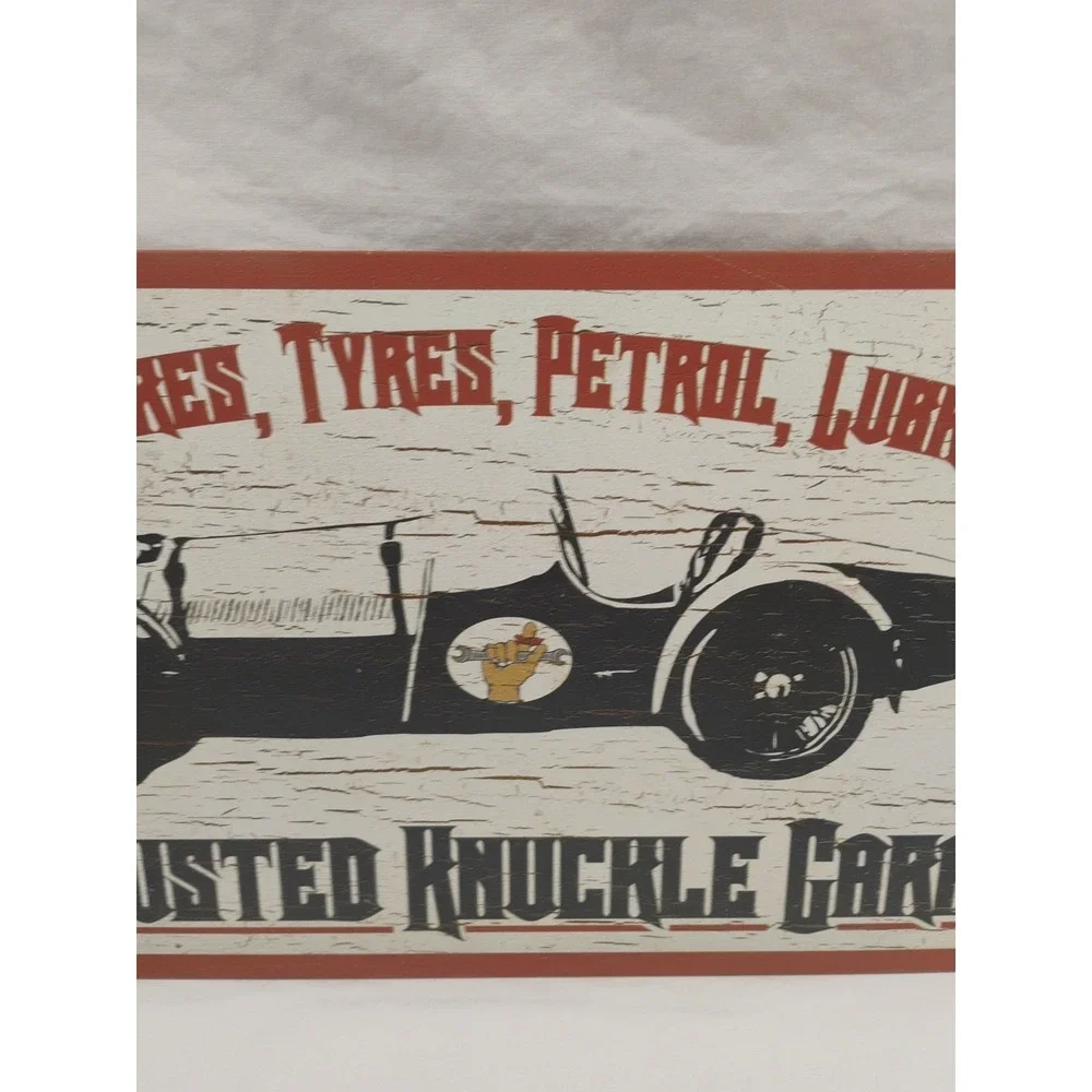 Busted‎ Knuckle Garage Racing Spares Tyres Petrol Lubricants Tin Sign Man Cave